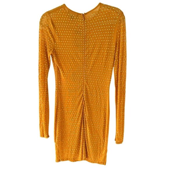 PrettyLittleThing Naomi Campbell Chartreuse Yellow Embellished Dress Size 6 Y2K - Picture 5 of 11